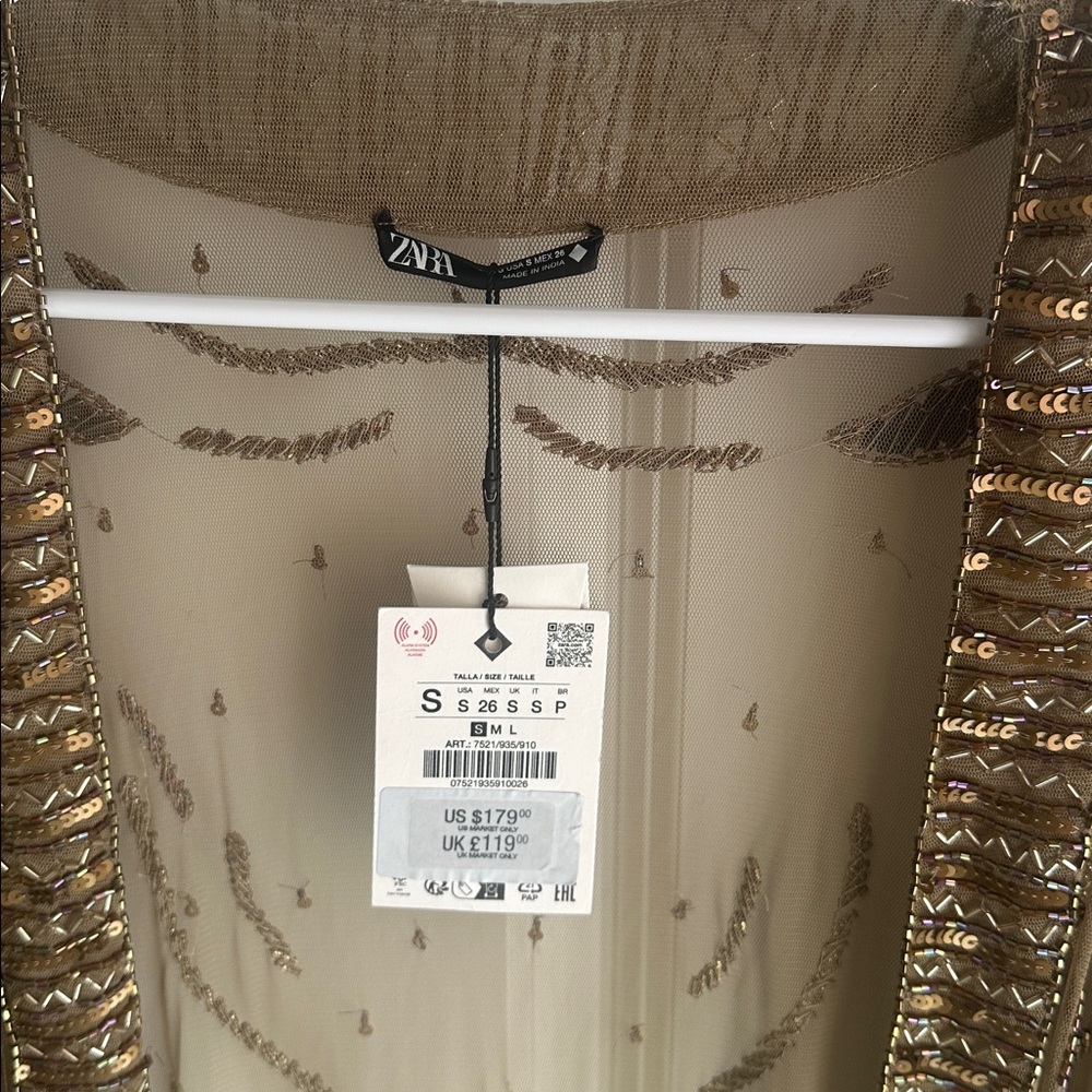 Zara limited edition BEADED SEQUIN KIMONO (missing some beads, check photos) - Picture 14 of 16
